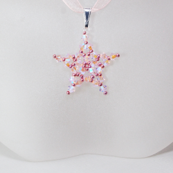 Pendant 30cm - Virgo-Salmon Organza - Pendant 30cm - Laiton argenté